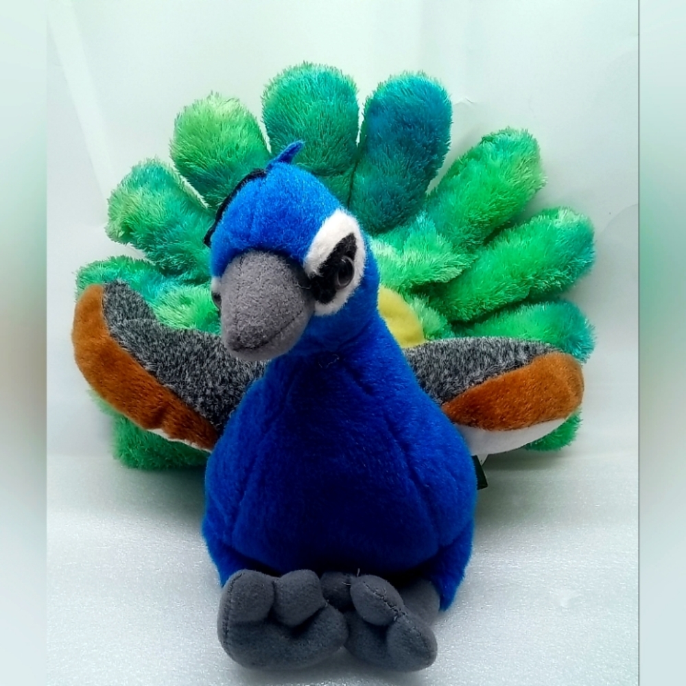 Wild Republic Peacock Bird Plush Stuffed Animal Colorful 12 Inch 2014.